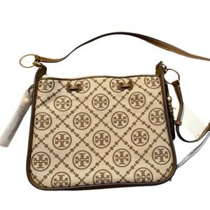 Tory Burch Tan and Cream Bell Shoulder Bag